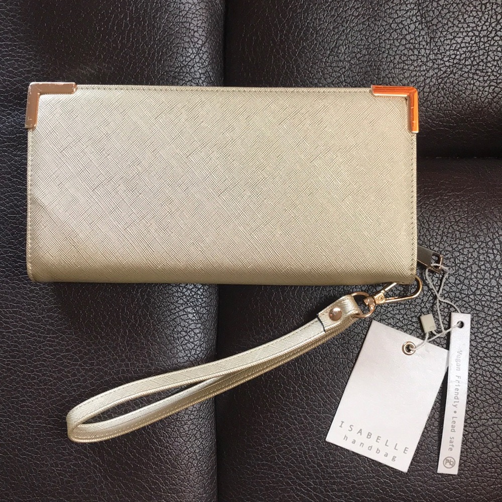 NWT Isabelle Gold wristlet wallet